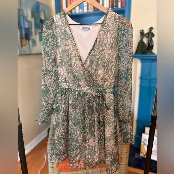 Mimi Chica Dresses & Skirts - Green Beige Women’s Floral Dress